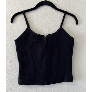 Vintage No Boundaries Juniors Med Cami Black Lace Up Tank Top Retro Whimsy Indie